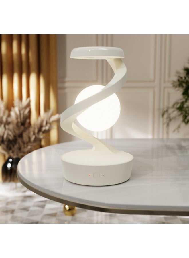 Creative Rotating Floating Lamp, Bedside Night Light with Fast Wireless Phone Charger, RGB Ambient Mood Lighting, and Modern Touch Control Desk Lamp for Home and - Image 1