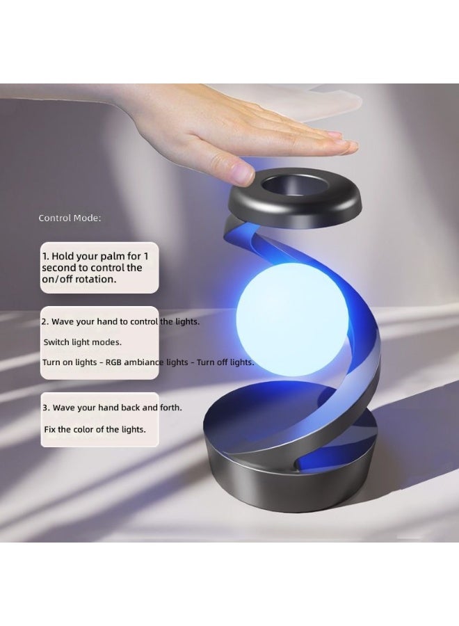 Creative Rotating Floating Lamp, Bedside Night Light with Fast Wireless Phone Charger, RGB Ambient Mood Lighting, and Modern Touch Control Desk Lamp for Home and - Image 4