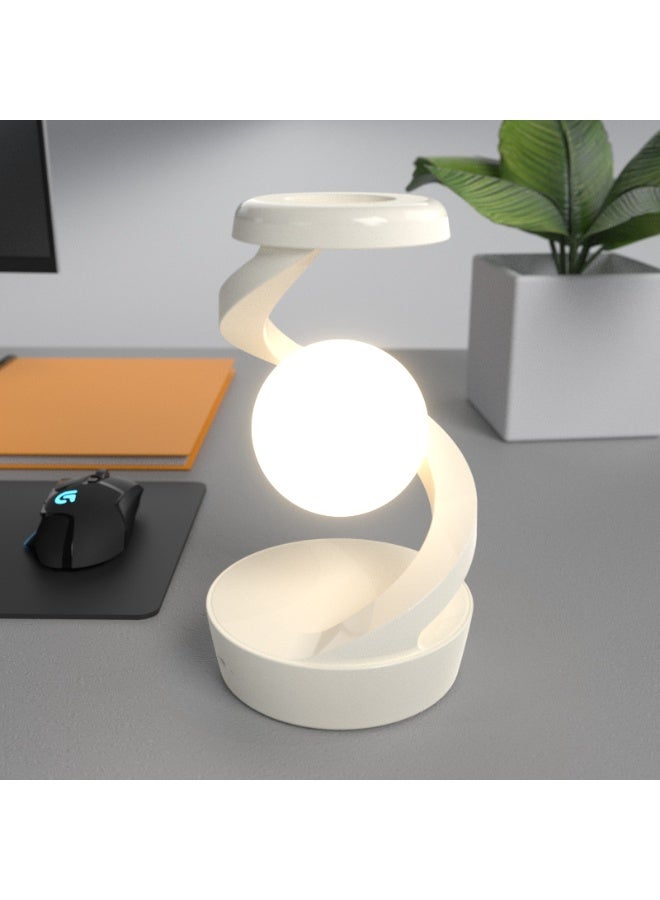 Creative Rotating Floating Lamp, Bedside Night Light with Fast Wireless Phone Charger, RGB Ambient Mood Lighting, and Modern Touch Control Desk Lamp for Home and - Image 2