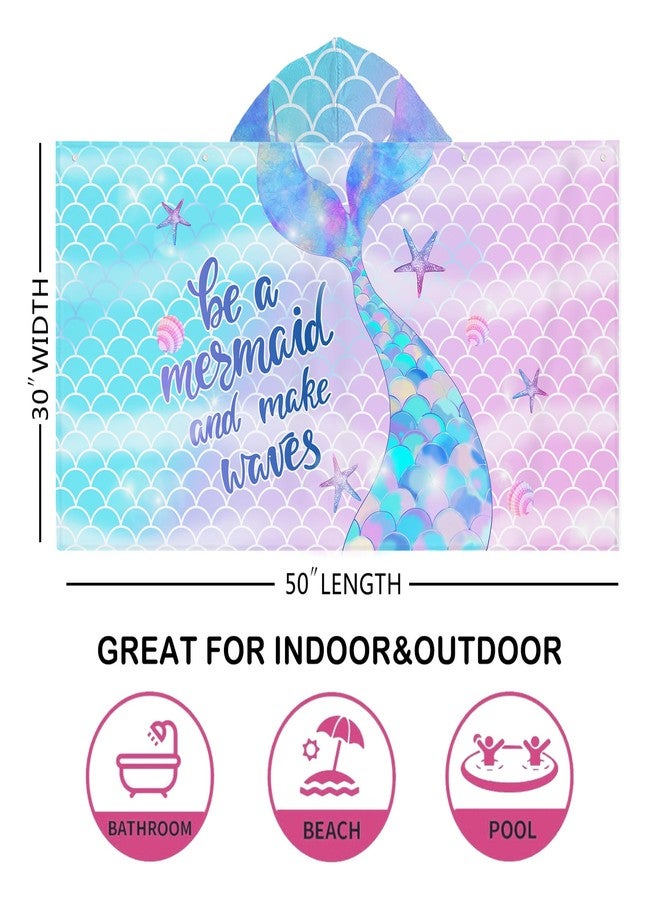Bonsai Tree Mermaid Hooded Beach Towel,Kids Little Mermaid Tail Poncho Towel for Girls,Quick Dry 30”x50” Pink Bath Towel for Pool Swiming - Image 5