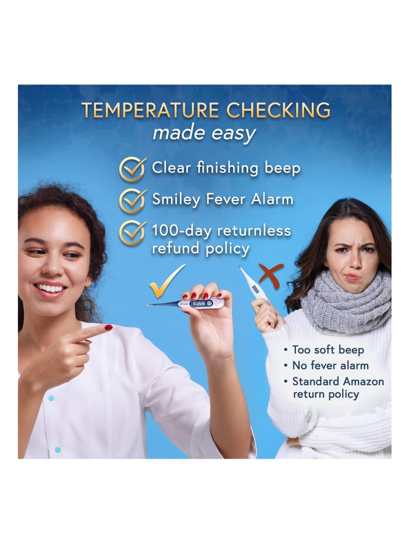 iProven Oral Thermometer, Measures in 10 seconds with flexible tip and fever alarm, Digital Medical Thermometer for adults, kids and toddlers - DTR-1221A - Image 3