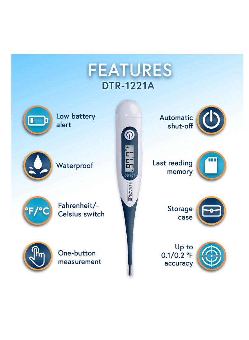 iProven Oral Thermometer, Measures in 10 seconds with flexible tip and fever alarm, Digital Medical Thermometer for adults, kids and toddlers - DTR-1221A - Image 4