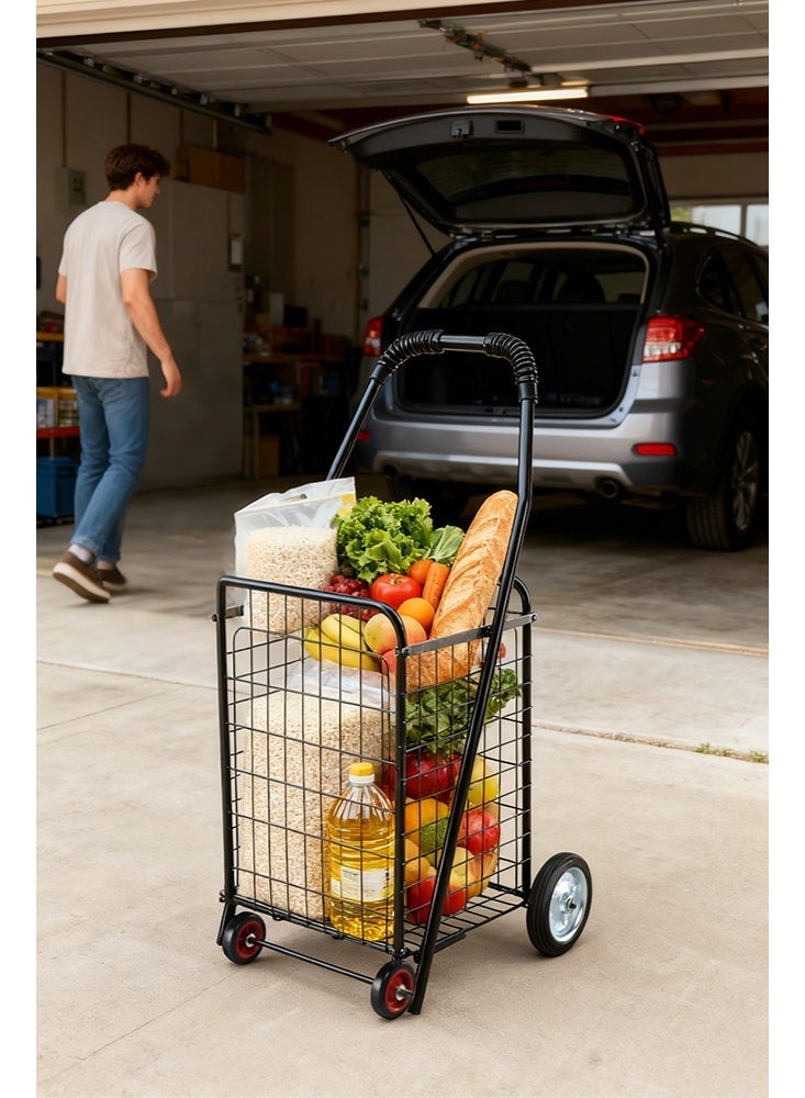 Uptyia Portable Folding Shopping Cart，Rolling Utility Cart， Foldable Trolley Shopping Cart With Wheels, Large-Capacity Shopping Cart, Adjustable Laundry Basket Shopping Cart, For Shopping in Supermarkets, Shopping Malls, and Traveling - Image 3