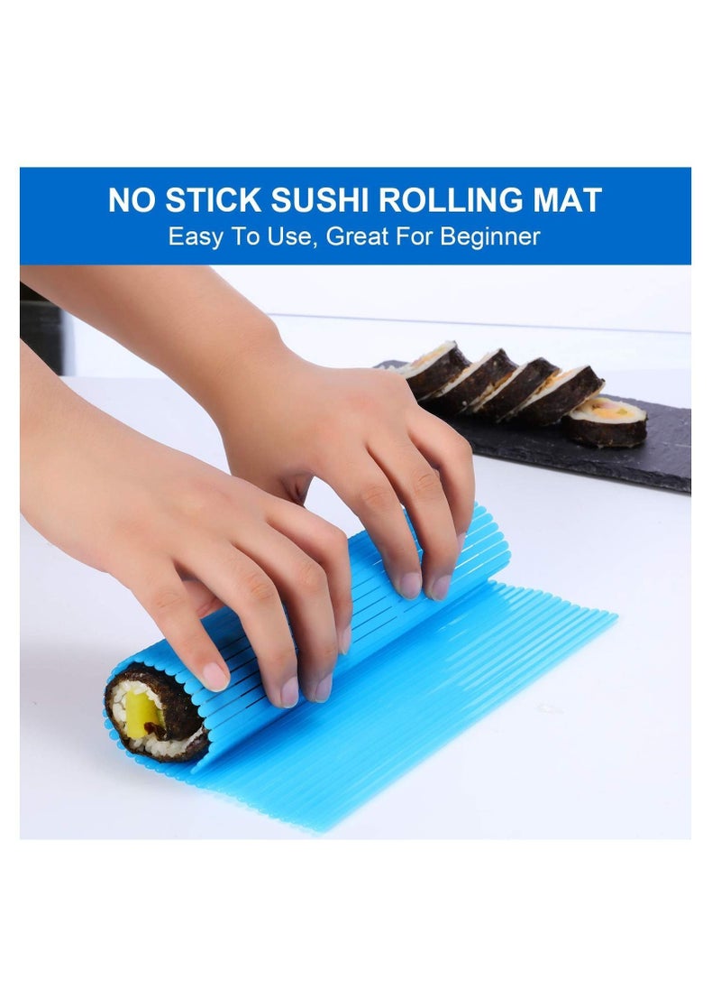 Generic - 3 Piece Kitchen Sushi Roll Mat Non Stick Sushi Making Kit, Plastic Sushi Roll Maker Homemade, Durable Sushi Mat Roller for Homemade DIY Sushi 8.27 X 9.16 Inch (Red, Green and Blue) - Image 1