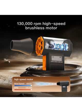 مكنسة هوائية لاسلكية وشفاط يدوي، نفّاث عالي السرعة 130K RPM مع شاشة LED، بطارية 5000mAh قابلة للشحن، قوة رياح 300g، طقم تنظيف 6 في 1 للكمبيوتر، السيارة، ولوحة المفاتيح - view 4