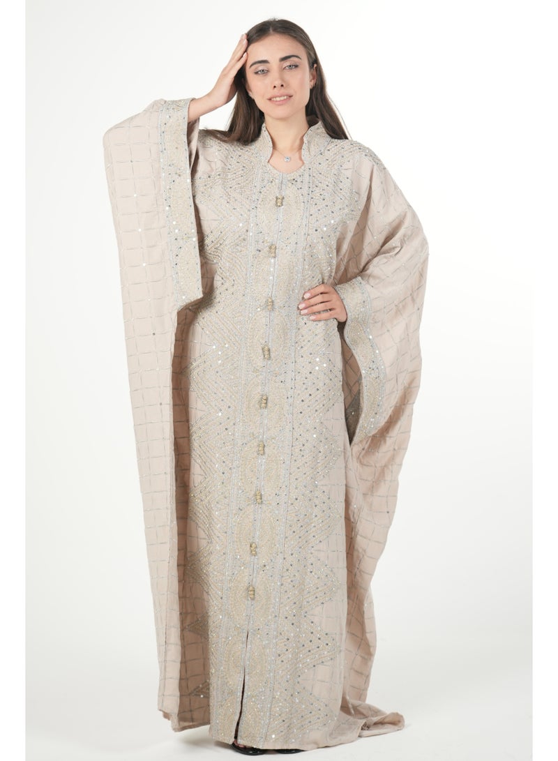 البنت الشرقية جلابية نسائية مطرزة واسعة مع حزام داخلي مقاس موحد - Image 1