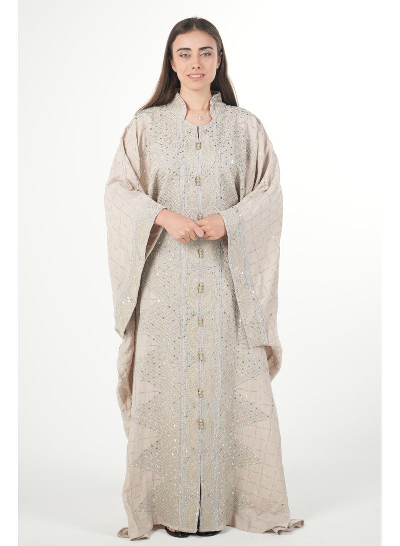 البنت الشرقية جلابية نسائية مطرزة واسعة مع حزام داخلي مقاس موحد - Image 3