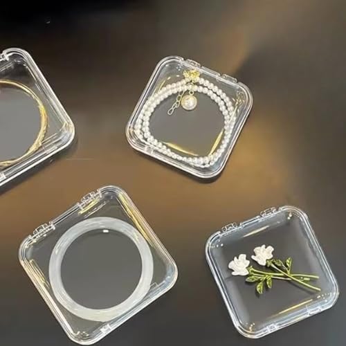 Hian Transparent Jewelry Organizer Box Clear PET Stackable Storage Case with Large Open Tray and 11 Mini Lidded Compartments for Earrings Rings Beads Nail Art Accessories Organizer, Set of 12 - Image 2