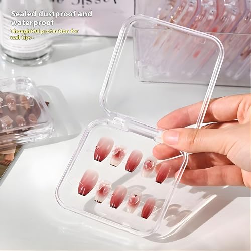 Hian Transparent Jewelry Organizer Box Clear PET Stackable Storage Case with Large Open Tray and 11 Mini Lidded Compartments for Earrings Rings Beads Nail Art Accessories Organizer, Set of 12 - Image 3
