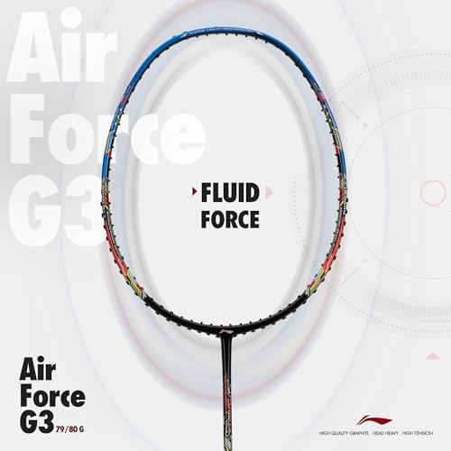 Li-Ning Air-Force 79 G3 Carbon Fibre Badminton Racket, Black/Blue/Red - Image 2
