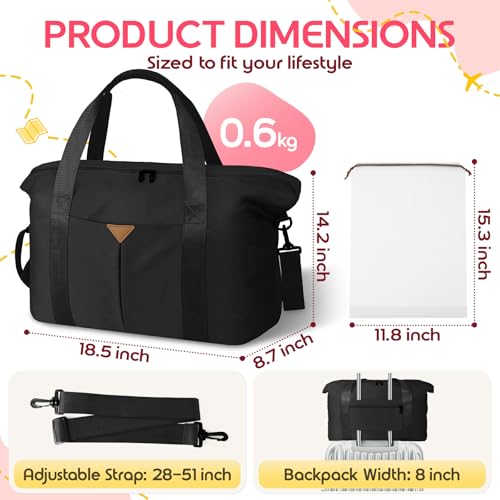 Magimack Duffle Bag for Travel Carryon Travel Bag with Trolley Sleeve Sport Gym Bag for Women Overnight Bag for Men Hospital Bag for Labor and Delivery Black - Image 3