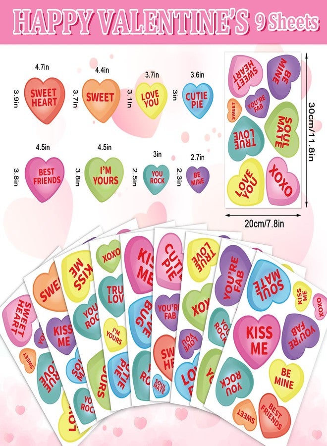 وولاين مجموعة ملصقات نوافذ عيد الحب من والين، 9 أوراق - ملصقات قلوب رومانسية، ديكور قلوب حلوى مزدوج الجوانب للمنزل والمكتب ومستلزمات حفلات المدرسة - Image 5