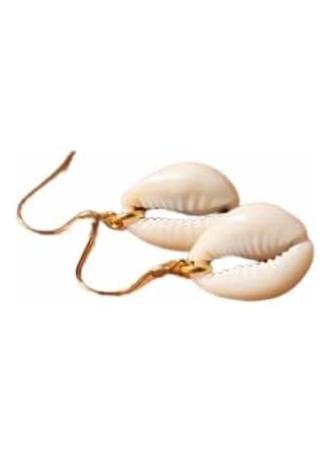 Artificial Shell Drop Earrings, Gold-Tone Hook, Beach Style