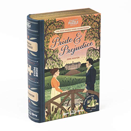 Professor Puzzle Jigsaw Library Pride Prejudice 252 Piece DoubleSided Puzzle Illustrated Book Scene 194x145 Collectible Book Shaped Box - Image 1