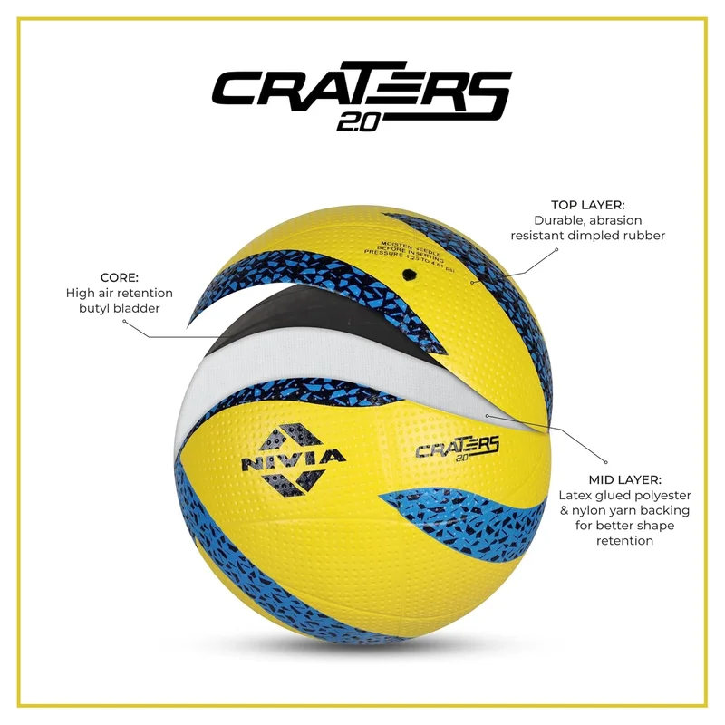 Nivia Nivia Crater 2.0 Volleyball, Yellow/Blue for Kids