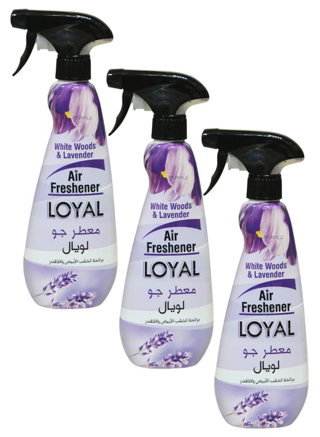لويال معطر جو برائحة الأخشاب البيضاء واللافندر للمنزل والمكتب وداخل السيارة، 3 × 450 مل