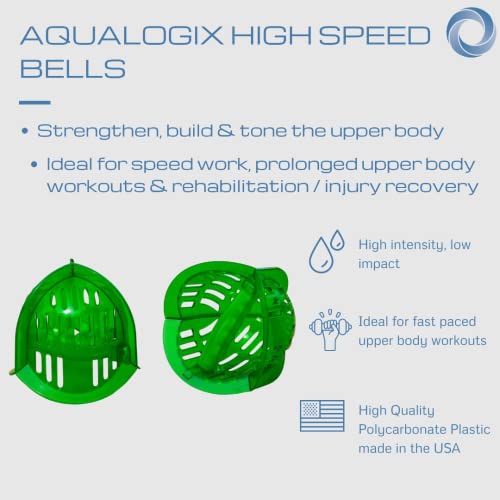 AquaLogix Low Resistance Aquatic Bell Set - Green | Aquatic Dumbbells | Quick Start Guide | Water Weights | Therapy, Cardio & Muscle Toning | Durable Polycarbonate | Pair (LRPCBELL) - Image 5