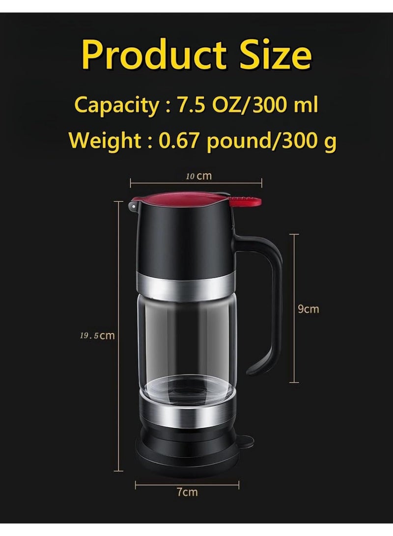 Honey Dispenser Glass, 9 oz Drip Proof Honey Jar with Handle, Drip Proof Glass Honey Dispenser with Holder, Syrup Dispenser Glass for Coffee or Tea, Ideal for Honey and Syrup, Black - Image 2