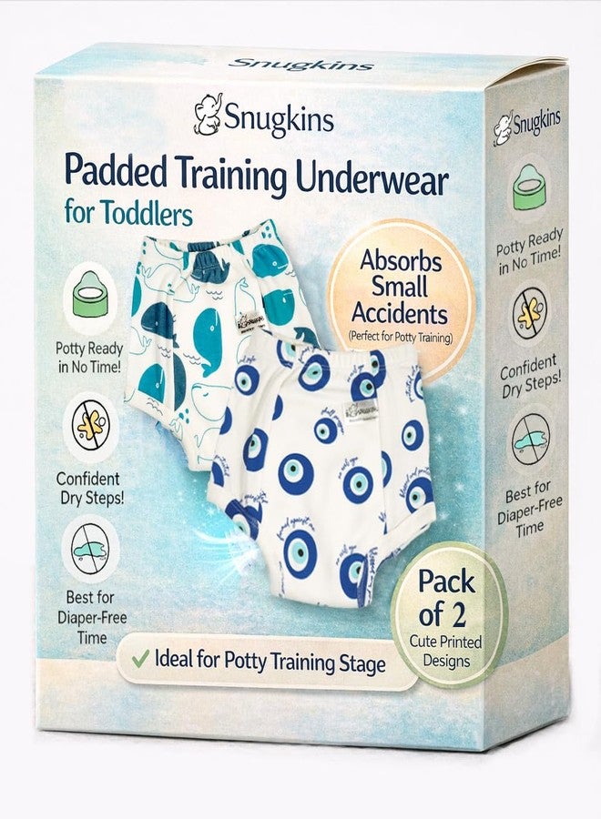 Snugkins Padded Underwear for Babies and Toddlers 1-2 years with 4 Layers of Cotton Padding Potty Training Pull Up Pant & Diaper-Free Time Pack of 2 - Image 1