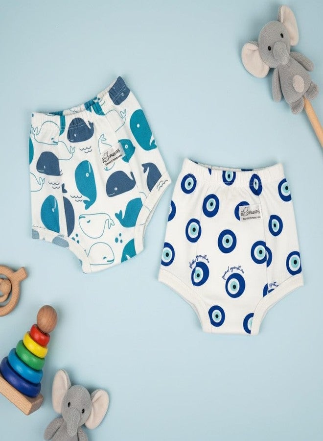 Snugkins Padded Underwear for Babies and Toddlers 1-2 years with 4 Layers of Cotton Padding Potty Training Pull Up Pant & Diaper-Free Time Pack of 2 - Image 2