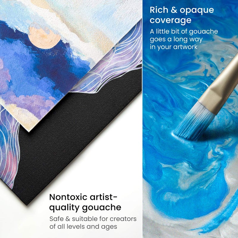 ARTEZA Gouache Premium Artist Paints Set - 24 Colors (24 x 12 ml / 0.74 US fl oz) - Image 4