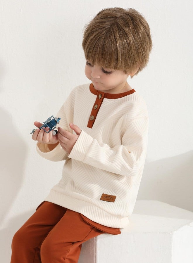 URMAGIC Ribbed Toddler Boy Clothes Set Fall Winter Long Sleeve Sweatshirt and Pants Outfits 2T 3T 4T 5T 6T - Image 2