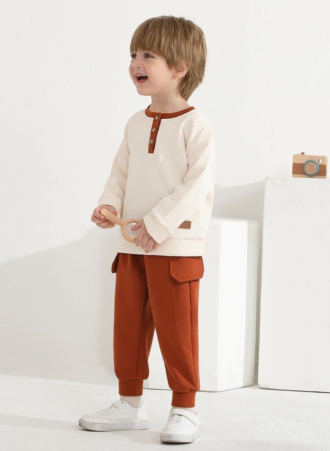 URMAGIC Ribbed Toddler Boy Clothes Set Fall Winter Long Sleeve Sweatshirt and Pants Outfits 2T 3T 4T 5T 6T - Image 5