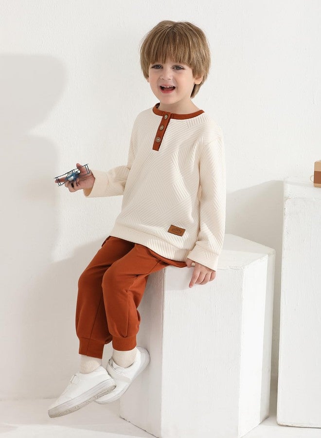 URMAGIC Ribbed Toddler Boy Clothes Set Fall Winter Long Sleeve Sweatshirt and Pants Outfits 2T 3T 4T 5T 6T - Image 3