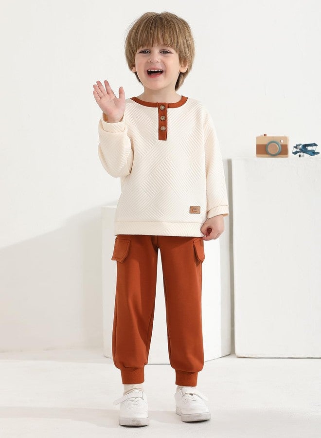 URMAGIC Ribbed Toddler Boy Clothes Set Fall Winter Long Sleeve Sweatshirt and Pants Outfits 2T 3T 4T 5T 6T - Image 4