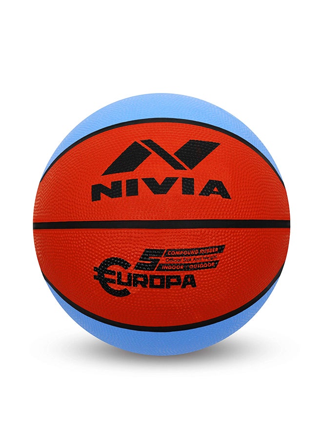 Europa Basketball | Size: 7 | 8 Panels | Material Core Bladder Latex | Suitable for Hard Surface | Machine Stitched | Training/Match Ball for Men