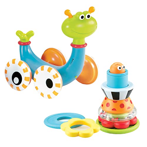 Yookidoo Musical Crawl 'N' Go Snail Toy with Stacker - Promotes Baby's Crawling and Walking. Rolls and Spins Its Shell As It Moves. - Image 1