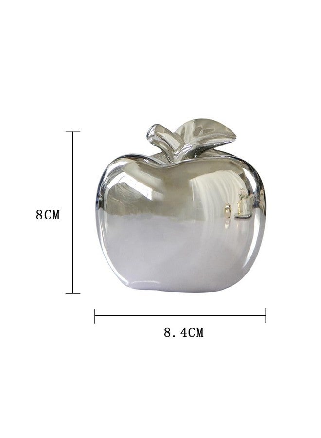 كابيلوك تمثال تفاح مصقول من كابيلوك مطلي بالسيراميك - تفاح فضي لعيد الميلاد، ديكور فاكهة، تفاح فضي صناعي مزيف لحفلات عيد الميلاد، حرف يدوية، ديكور سطح المكتب - Image 5