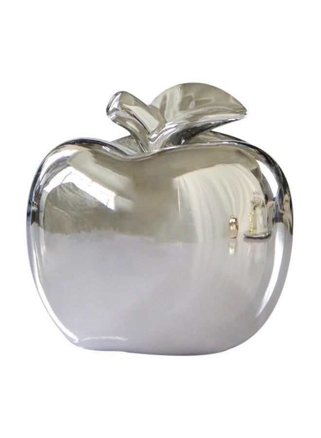 كابيلوك تمثال تفاح مصقول من كابيلوك مطلي بالسيراميك - تفاح فضي لعيد الميلاد، ديكور فاكهة، تفاح فضي صناعي مزيف لحفلات عيد الميلاد، حرف يدوية، ديكور سطح المكتب - Image 1