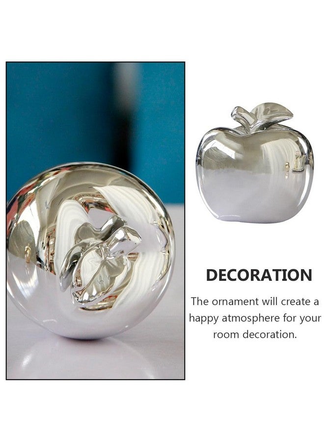 كابيلوك تمثال تفاح مصقول من كابيلوك مطلي بالسيراميك - تفاح فضي لعيد الميلاد، ديكور فاكهة، تفاح فضي صناعي مزيف لحفلات عيد الميلاد، حرف يدوية، ديكور سطح المكتب - Image 4