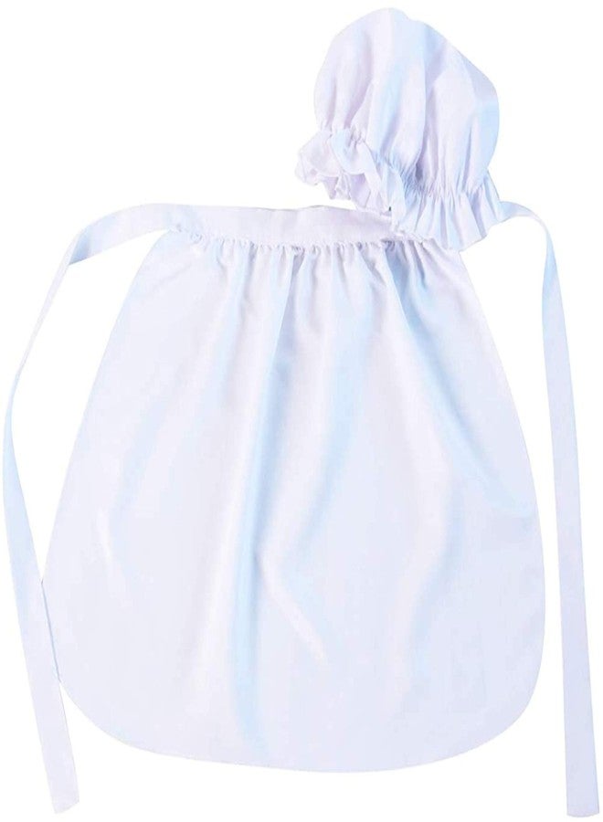 Making Believe Girls Classic Mop Cap and Apron Set, White - Image 1