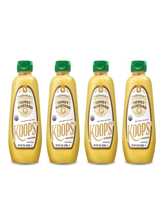Koops' Organic Honey Mustard - Gourmet Mustard, Gluten-Free, Kosher, Made in USA, From Quality Mustard Seeds, Honey Mustard Sauce - 12 Oz, Pack of 4 - Image 1
