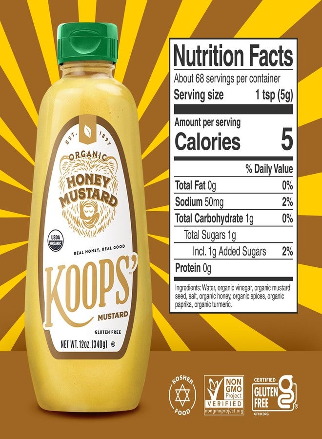 Koops' Organic Honey Mustard - Gourmet Mustard, Gluten-Free, Kosher, Made in USA, From Quality Mustard Seeds, Honey Mustard Sauce - 12 Oz, Pack of 4 - Image 4