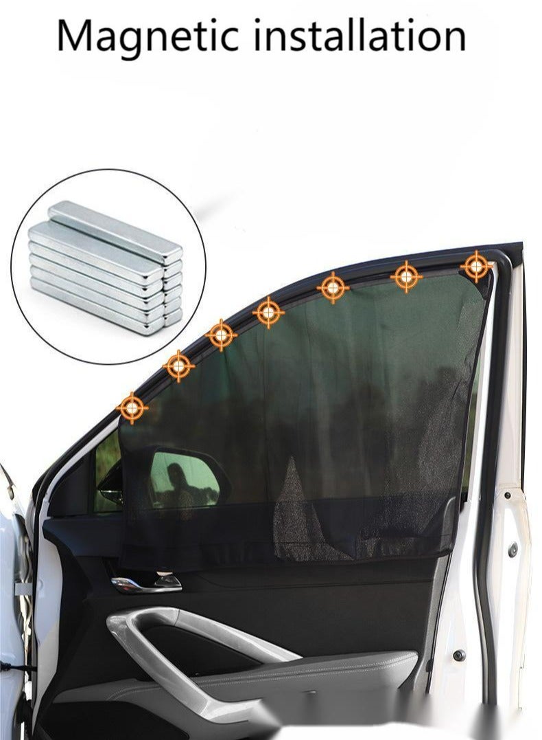 Car Window Sun Shades, Magnetic Curtain，Baby Window Shades Protection from Sun Heat and UV，Window Mesh Screen for Privacy Blackout, Breastfeeding (Back Seat, 2 Pack) - Image 1