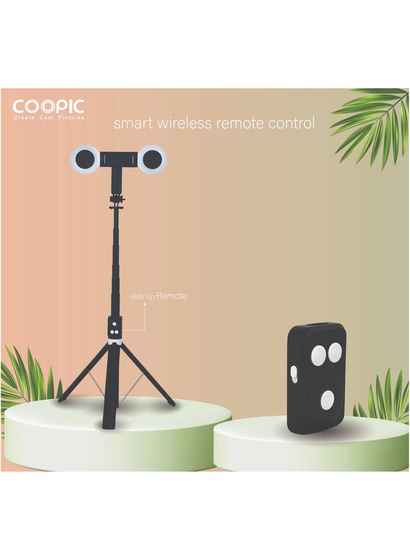 COOPIC T12(Black) 175cm Versatile Selfie Stick tripod with Ring light and rechargeable Bluetooth system Capture Smooth, Steady Shots in Any Situation. - Image 5
