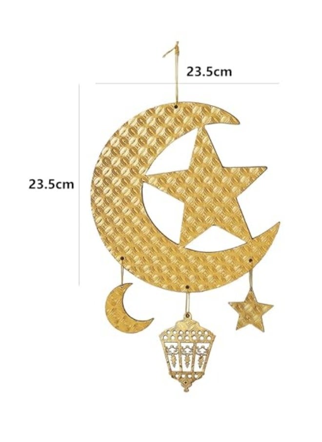 GGEROU - Eid Hanging Decoration Ramadan Decorations Ramadan Ornaments Golden Ramadan Pendant Decorations Muslim Iftar Crescent Islam Moon Star Wind Light Shape Pendant Ornament - Image 1