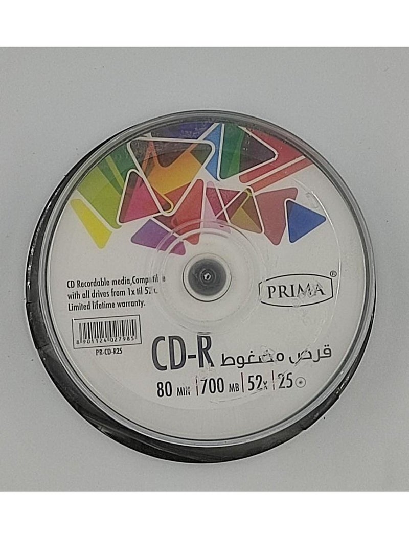 بريما 25  قطعة سي دي للوسائط المتعددة مرتبة في علبة ذات محور CD-R 52X  - Image 2