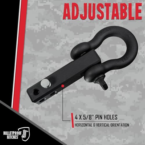 BulletProof Hitches - 2.0" Shackle Hitch Receiver with 36,000 lb. Rating and D-Ring/Clevis - Tow Hitch Shackle for 2" Receivers - Extreme Duty, Solid Steel, Black Powder Coat - Image 3