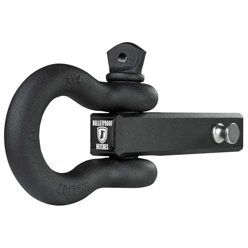 BulletProof Hitches - 2.0" Shackle Hitch Receiver with 36,000 lb. Rating and D-Ring/Clevis - Tow Hitch Shackle for 2" Receivers - Extreme Duty, Solid Steel, Black Powder Coat - Image 1