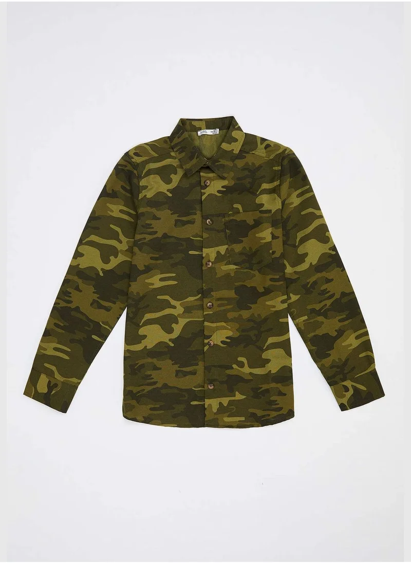 DeFacto Camo Print Long Sleeve Shirt Jacket