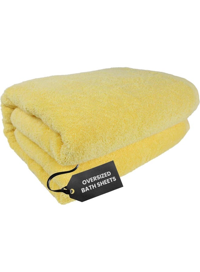 SALBAKOS  Premium Turkish Jumbo Bath Sheet 100 Turkish Cotton Absorbent  Ultra Comfy Bath Towel Sheets for Hotel  Spa  40x80 Yellow - Image 3