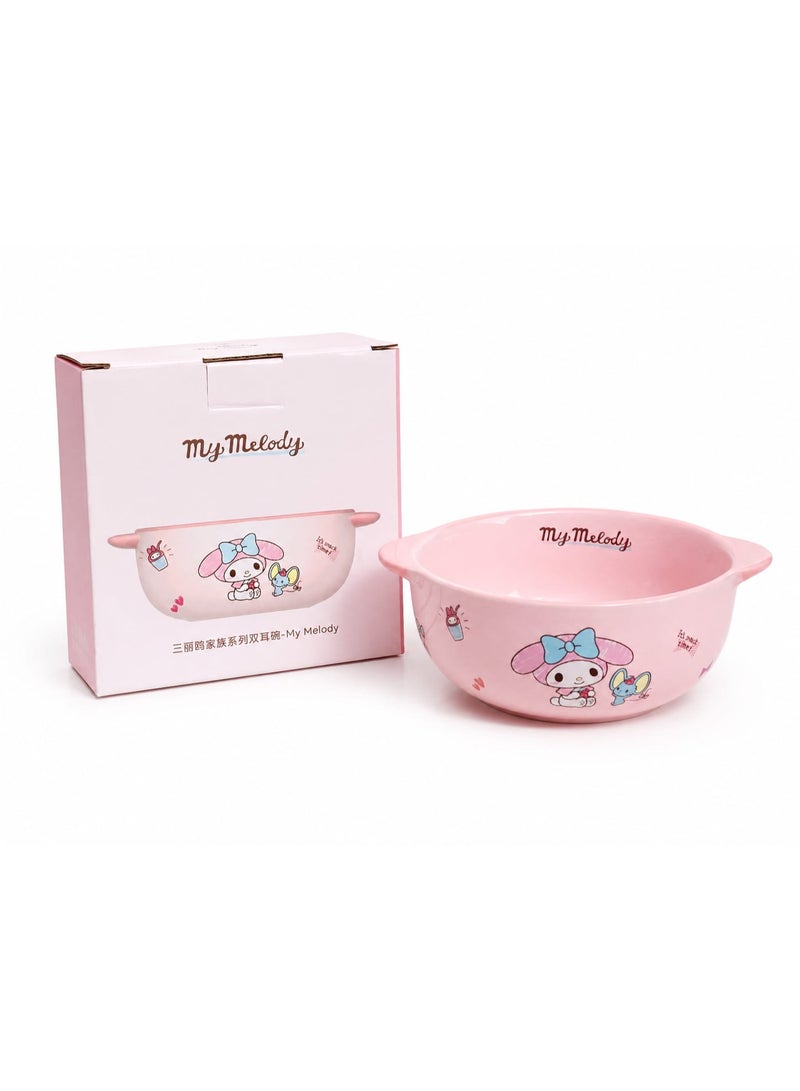 My Melody Ceramic Double-Handle Bowl - Light Pink