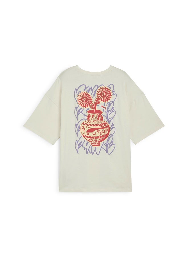 PUMA Graphics Bloom Oversized Tee Alpine Snow  - Image 2