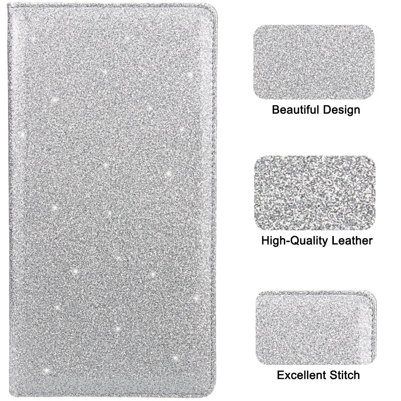 Bodskad Car Registration and Insurance Holder, Premium Leather Insurance and Registration Holder,vehicle Glove Box Car Organizer, with Magnetic Shut for Cards, Driver License (Glitter Silver) - Image 5