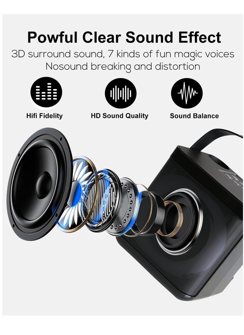 SU.YOSD Karaoke Machine with 2 Wireless Microphones, Portable Bluetooth Karaoke Set for Children Adults with Voice Changing Effects & LED Lights Boys Girls Gifts Home Party  - Image 2