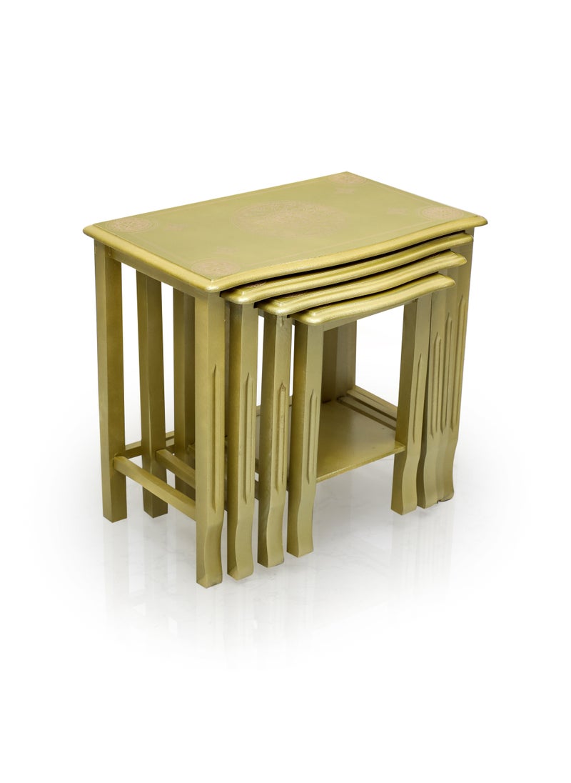 Multi Home Furniture - Modern 4-Piece Nesting Table Set – Space-Saving & Elegant Design MH-NT-100-Golden - Image 1